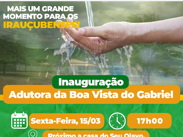 ADUTORA DE BOA VISTA DO GABRIEL SERÁ INAUGURADA NESTA SEXTA-FEIRA (15)????????
São mais de 10Km de extensão